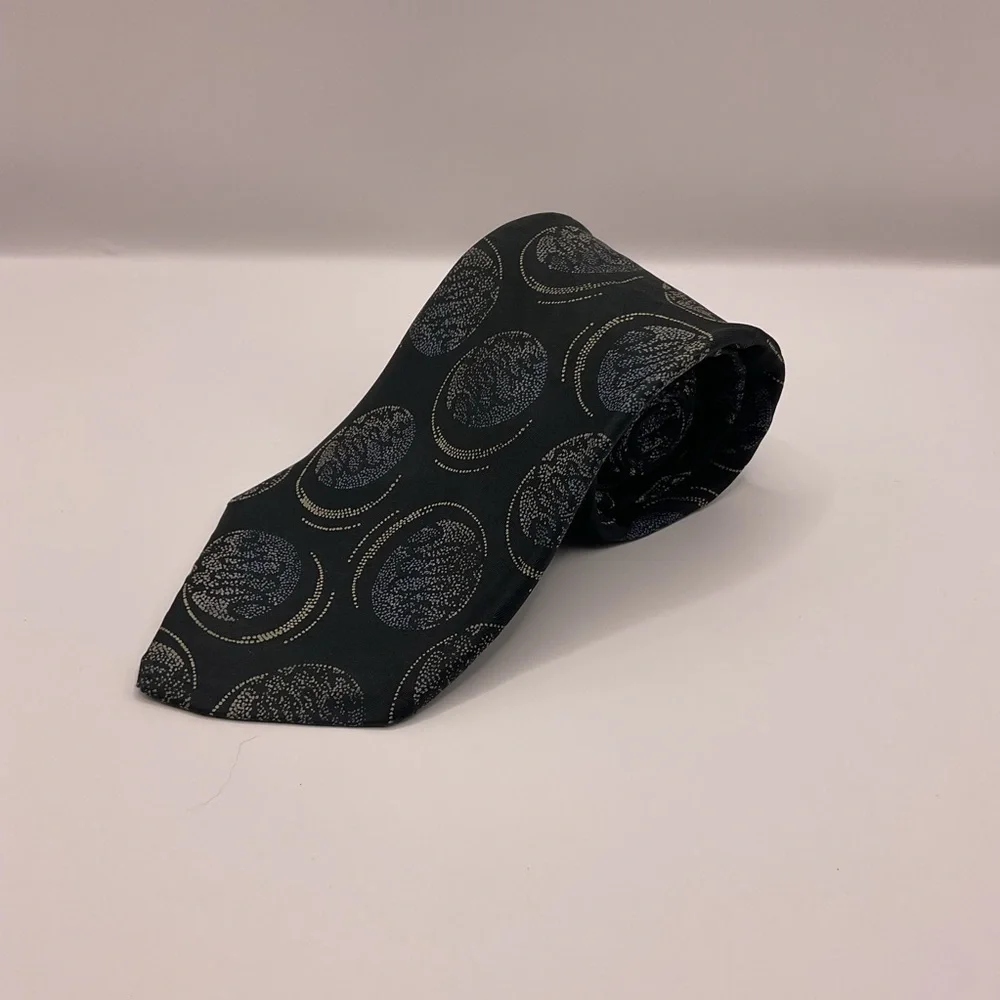 Cellini Collection Black/Blue/Tan Cream Gold Jacquard Tie Necktie 3.5 wide
